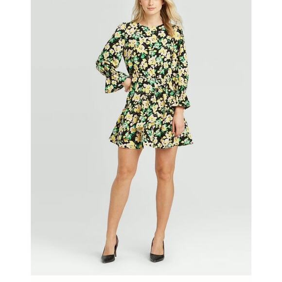 Who What Wear Floral Tiered Mini Dress Yellow Flowers Women's Size 4XL - Picture 12 of 12